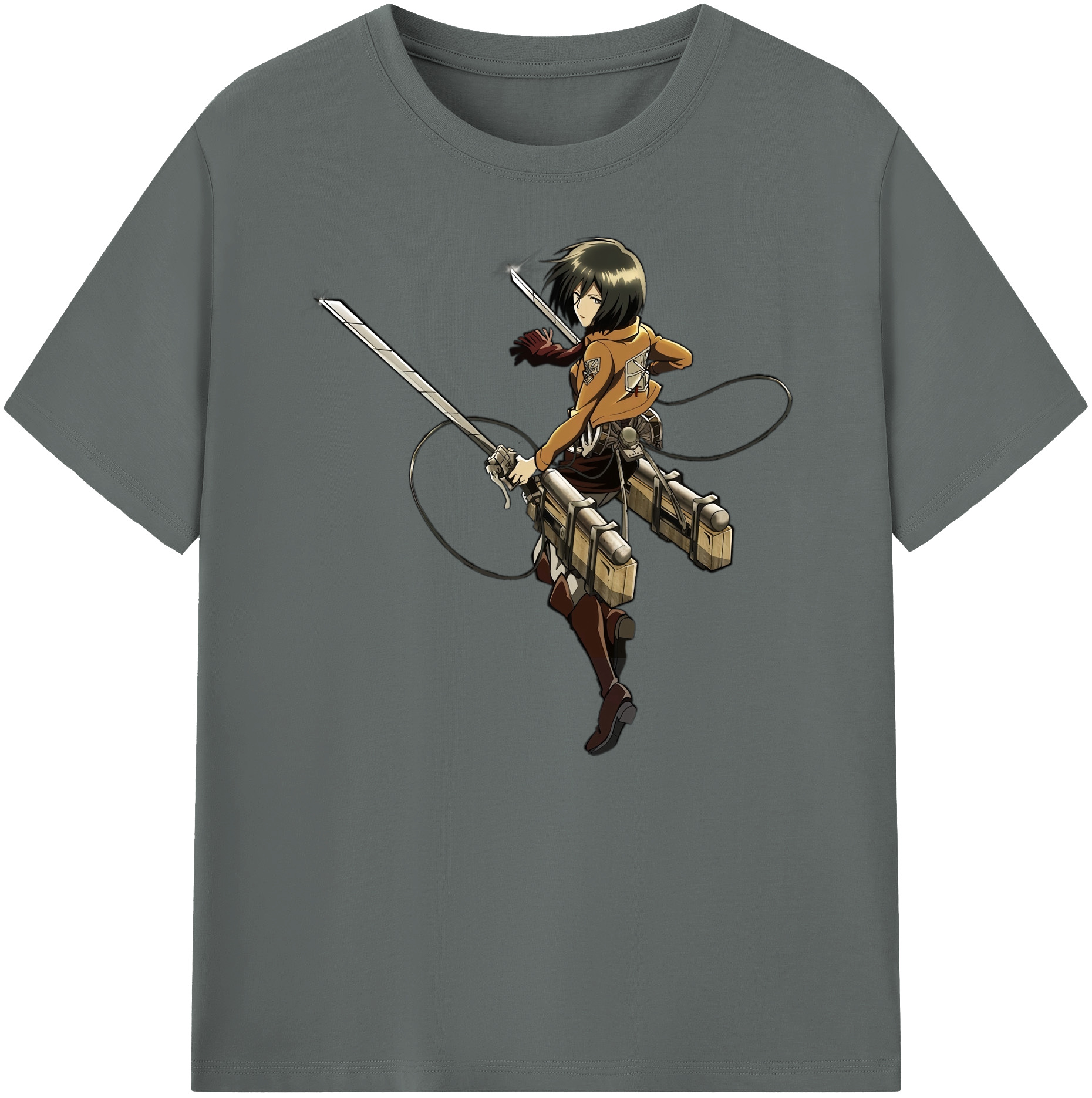 （画像用） 進撃の巨人 ミカサ·アッカーマン Attack on Titan Mikasa Ackerman 綿100％ メンズ半袖Tシャツ｜肌触りやわらか＆通気性